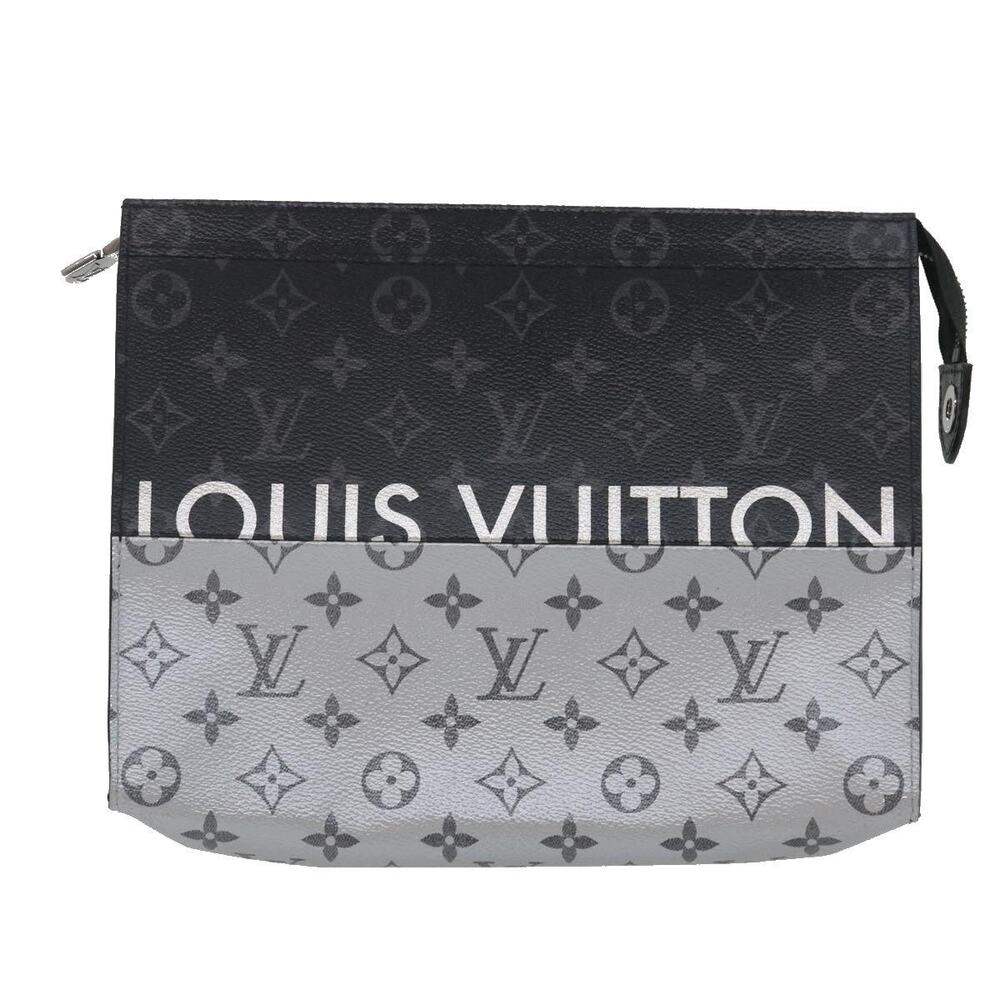 Louis Vuitton Monogram Split Pochette Voyage MM Clutch Bag Black
